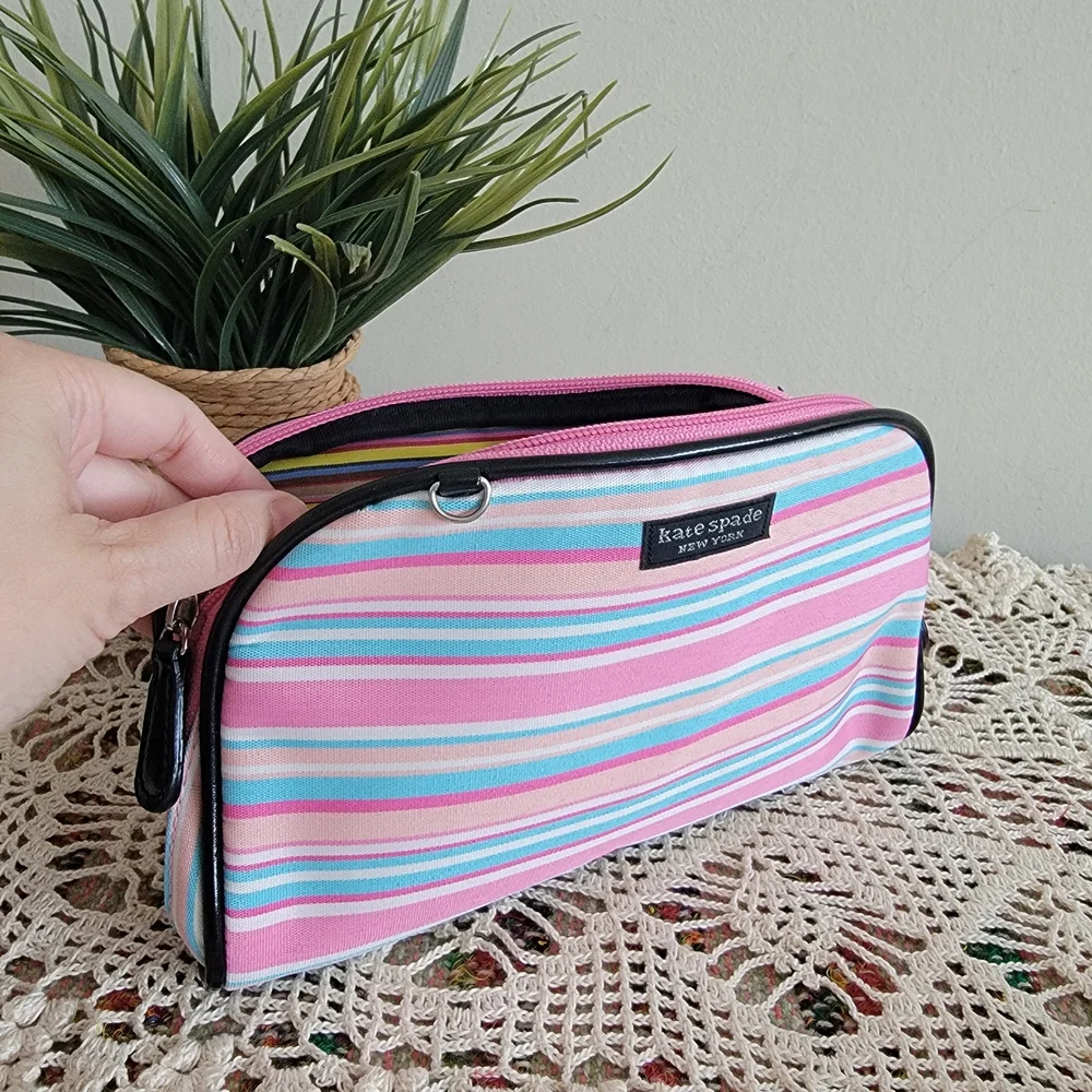 Kate Spade Pink and Blue Striped Shoulder Bag Set